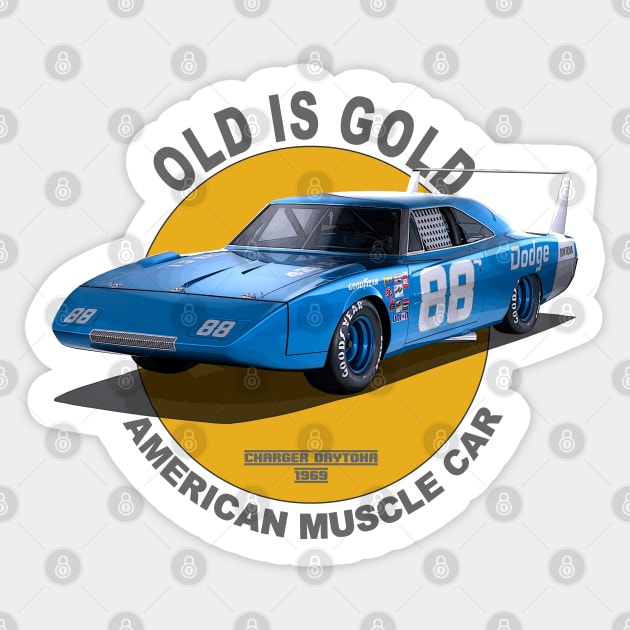 Charger Daytona American Muscle Car 60s 70s Old is Gold Sticker by Jose Luiz Filho